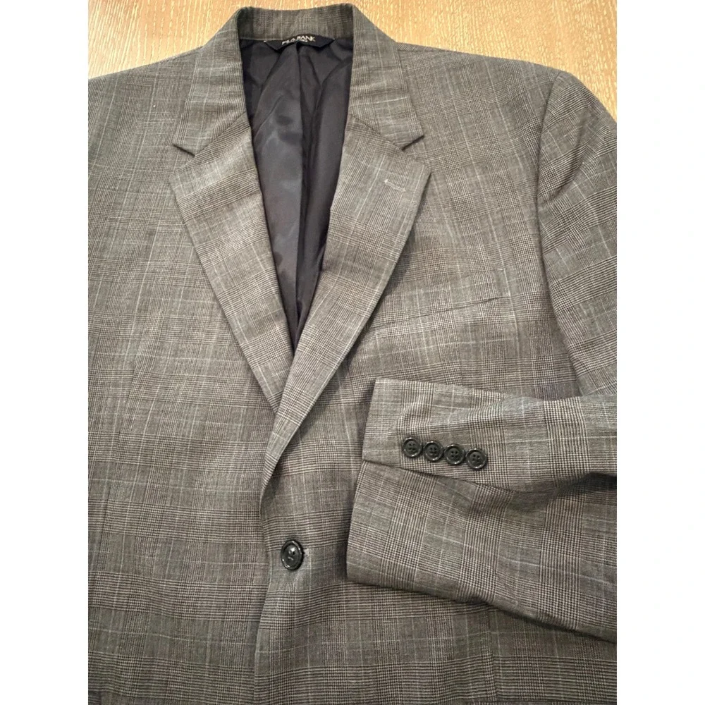 Jos. A. Bank Men's 44R Gray Blue Plaid 100% Wool Two Button Blazer Sport Coat
